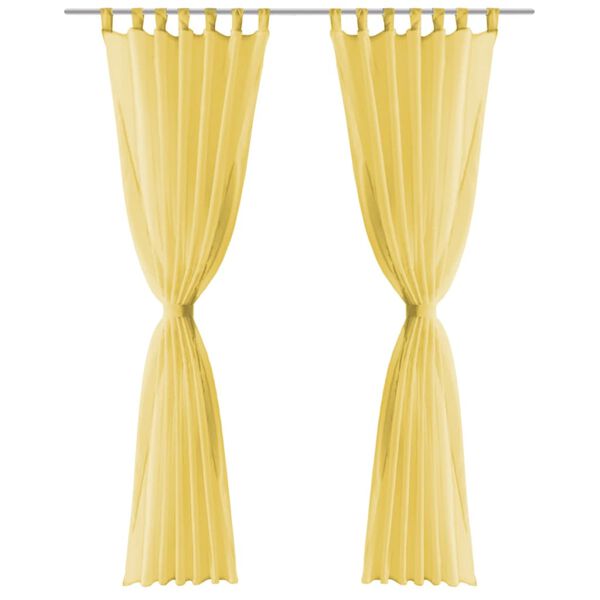 vidaXL Cortinas em voile 2 pcs 140x175 cm amarelo