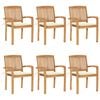 vidaXL Cadeiras de jardim empih&aacute;veis c/ almofad&otilde;es 6 pcs teca maci&ccedil;a