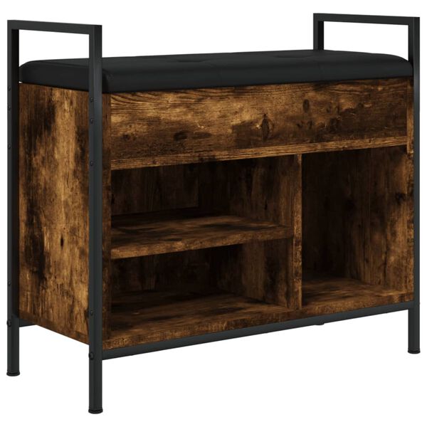 vidaXL Banco sapateira 65,5x32x57,5cm derivado madeira carvalho fumado