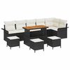 vidaXL Conjunto de Sof&aacute; de Jardim 10 unid. Preto vime PE