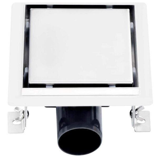vidaXL Ralo chuveiro tampa plana/inser&ccedil;&atilde;o ladrilho 15x15 cm a&ccedil;o inox.