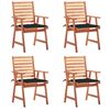 vidaXL Cadeiras de jantar p/ jardim 4 pcs c/ almofad&otilde;es ac&aacute;cia maci&ccedil;a