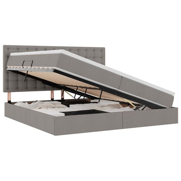 vidaXL Cama com arruma&ccedil;&atilde;o e LED Cinzento-acastanhado 200 x 200 cm