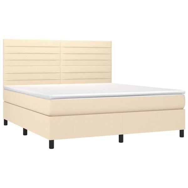 vidaXL Cama com molas/colch&atilde;o 180x200 cm tecido cor creme