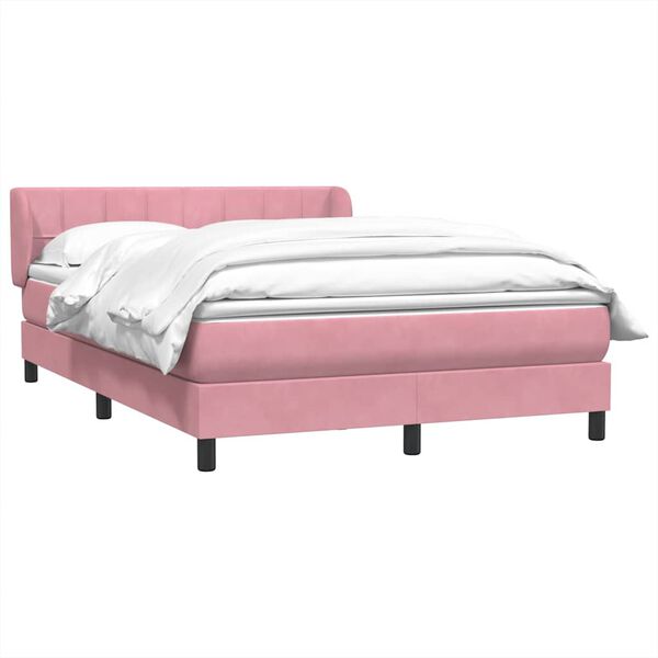 vidaXL Cama com molas/colch&atilde;o 160x220 cm veludo rosa