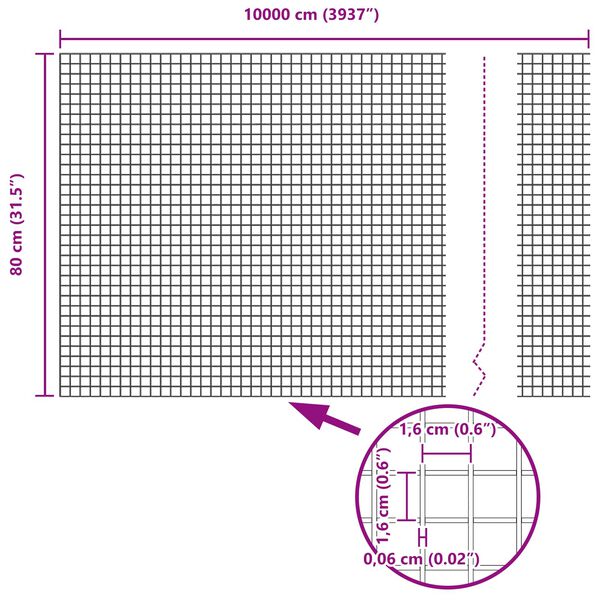 vidaXL Cerca de Arame Soldado Prateado 0.8 x 100 m