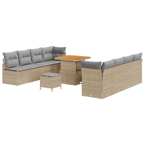vidaXL Conjunto de Sof&aacute; de Jardim 11 pcs Bege Rattan Sint&eacute;tico