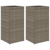 vidaXL Vaso/floreira de jardim 2 pcs 40x40x80 cm vime PE cinzento