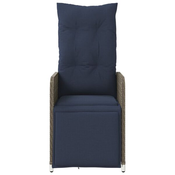 vidaXL Cadeiras de jardim reclin&aacute;veis 2 pe&ccedil;as com almofadas em vime sint&eacute;tico cinza