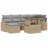 vidaXL Conjunto de Sof&aacute; de Jardim 7 unid. Bege e Cinza Claro vime PE