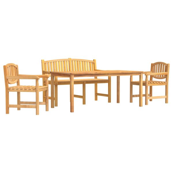 vidaXL 4 pcs conjunto de jantar p/ jardim madeira de teca maci&ccedil;a