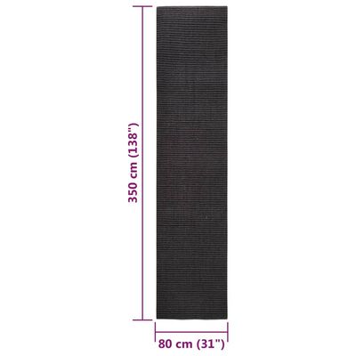 vidaXL Tapete de sisal para poste arranhador 80x350 cm preto