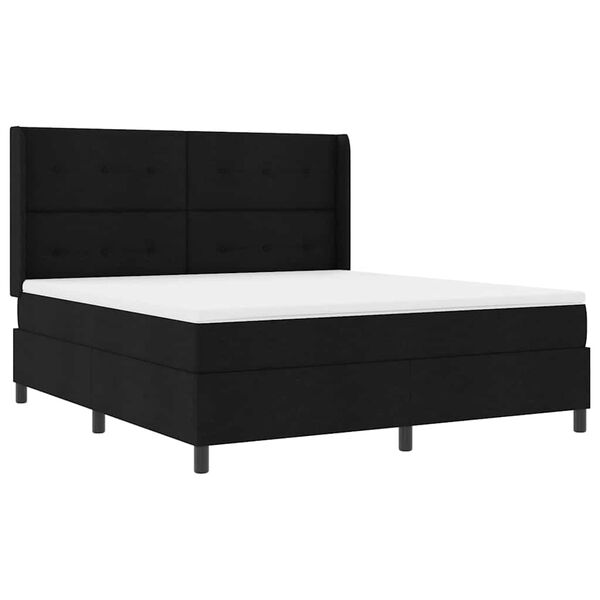 vidaXL Cama Box Spring LED com colch&atilde;o Preto 180 x 200 cm tecido