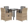 vidaXL 5 pcs conjunto de jantar p/ jardim com almofad&otilde;es vime PE bege
