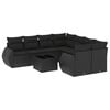 vidaXL 9 pcs conjunto de sof&aacute;s p/ jardim c/ almofad&otilde;es vime PE preto