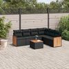 vidaXL 7 pcs conjunto de sof&aacute;s p/ jardim c/ almofad&otilde;es vime PE preto