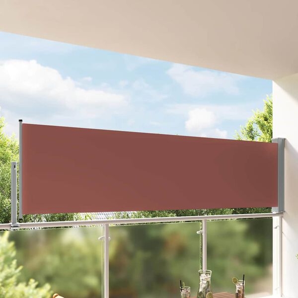 vidaXL Toldo lateral retr&aacute;til para p&aacute;tio 100x300 cm castanho