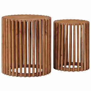 vidaXL Conjunto de Mesas Laterais Artesanais 2 unid. Marrom Teak
