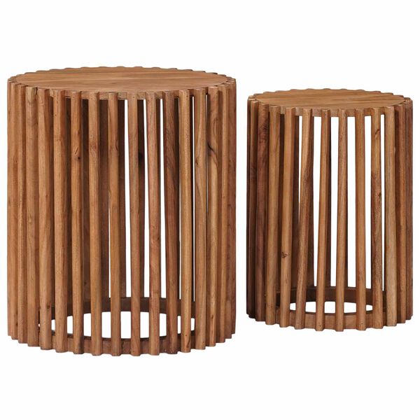 vidaXL Conjunto de mesas de apoio com porta Castanho 40 x 40 x 45 cm