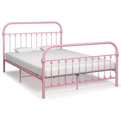 vidaXL Estrutura de cama 120x200 cm metal rosa
