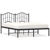 vidaXL Estrutura de cama com cabeceira 135x190 cm metal preto