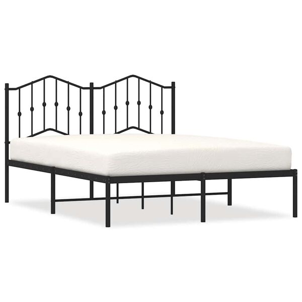 vidaXL Estrutura de cama com cabeceira 135x190 cm metal preto