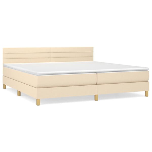 vidaXL Cama com molas/colch&atilde;o 200x200 cm tecido cor creme