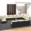 vidaXL 13 pcs conjunto lounge de jardim c/ almofad&otilde;es vime PE preto