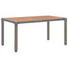 vidaXL Mesa de jardim 150x90x75 cm vime PE/madeira ac&aacute;cia maci&ccedil;a cinza