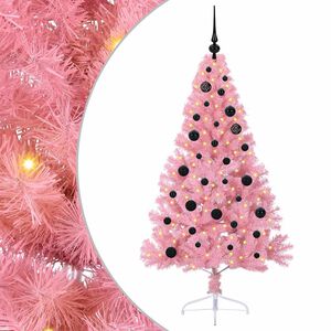 vidaXL &Aacute;rvore de Natal Artificial Pr&eacute;-iluminada Rosa 150 cm PVC