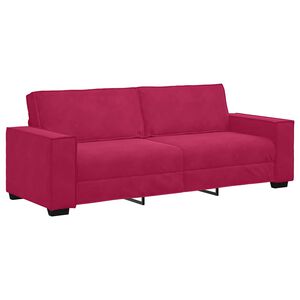vidaXL Sof&aacute; de 3 lugares veludo 220x78x84 cm vermelho tinto