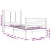 vidaXL Estrutura cama de solteiro pequena c/ cabeceira madeira maci&ccedil;a