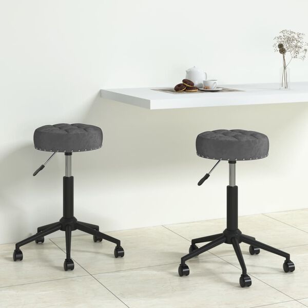 vidaXL Cadeiras de jantar girat&oacute;rias 2 pcs veludo cinzento-escuro