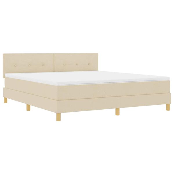 vidaXL Cama Box Spring LED com colch&atilde;o Creme 180 x 200 cm tecido