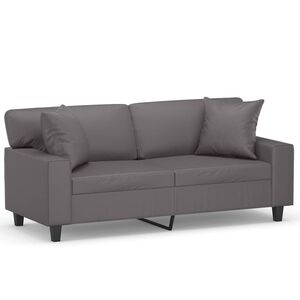vidaXL Sof&aacute; 2 lugares + almofadas decorativas 140cm couro artif. cinza