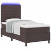 vidaXL Cama Box com colch&atilde;o com led Castanho escuro 90 x 200 cm tecido