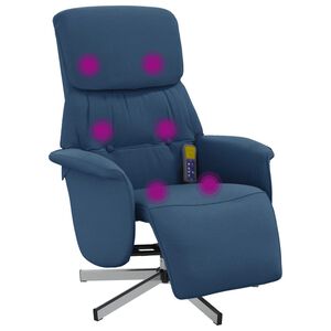 vidaXL Cadeira de massagens reclin&aacute;vel c/ apoio de p&eacute;s tecido azul