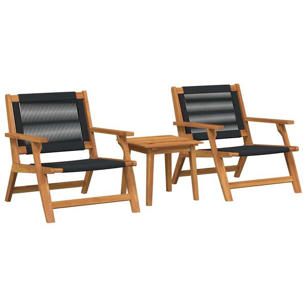 vidaXL Cadeiras de Jardim com Mesa 3 pcs Preto