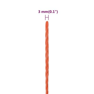 vidaXL Corda de trabalho 3 mm 25 m polipropileno laranja