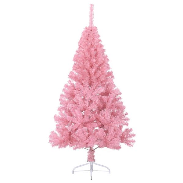 vidaXL Meia &aacute;rvore de Natal artificial com suporte 150 cm PVC rosa