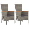 vidaXL Cadeiras de jardim reclin&aacute;veis c/ almofad&otilde;es 2pcs vime PE cinza