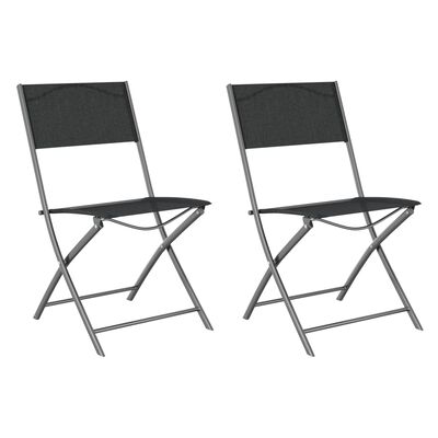 vidaXL Cadeiras de exterior dobráveis 2 pcs aço e textilene preto