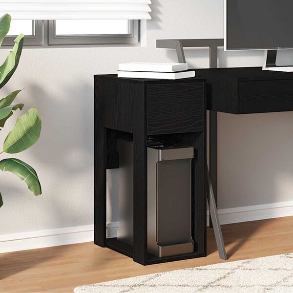 vidaXL Suporte torre de computador com gaveta 30x44x74 cm preto
