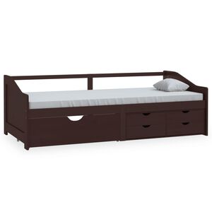 vidaXL Sof&aacute;-cama 3 lugares c/ gavetas 90x200 cm pinho castanho-escuro