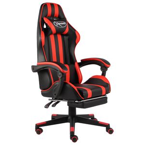 vidaXL Cadeira estilo corrida c/ apoio p&eacute;s couro artif. preto/vermelho