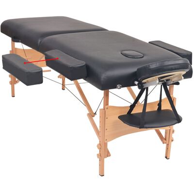 vidaXL Mesa de massagem dobrável de 2 zonas 10 cm espessura preto