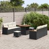 vidaXL Conjunto de Sof&aacute; de Jardim 11 pcs Preto e Creme vime PE