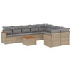 vidaXL 10 pcs conjunto de sof&aacute;s p/ jardim com almofad&otilde;es vime PE bege