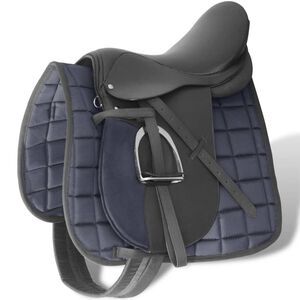Sela para equita&ccedil;&atilde;o 16", couro natural 14 cm 5-in-1 / Preta