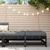 vidaXL Apoios de p&eacute;s p/ jardim c/ almofad&otilde;es 2 pcs pinho maci&ccedil;o preto